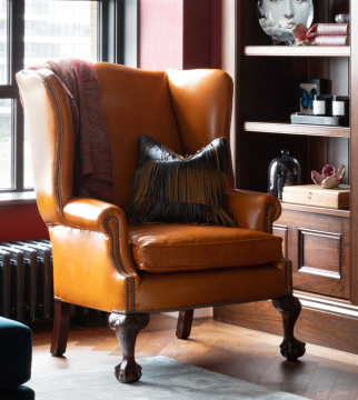 Bespoke Wide Georgian Wing Chair with Hand Carved Claw & Ball Legs